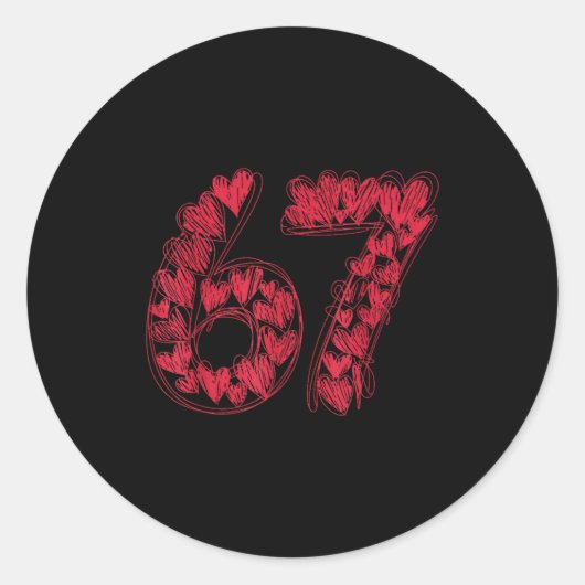 Sticker Rond Viral 67 Hand-drawn Hearts Valentine's Day Cute Te (Devant)