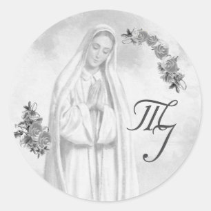 Sticker Rond Virgin Mary Silver Mariage