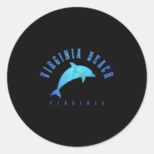 Sticker Rond Virginia Beach Virginia Vintage Dolphin Holiday