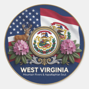 Sticker Rond 🏔️ Virginie-Occidentale Mountain State