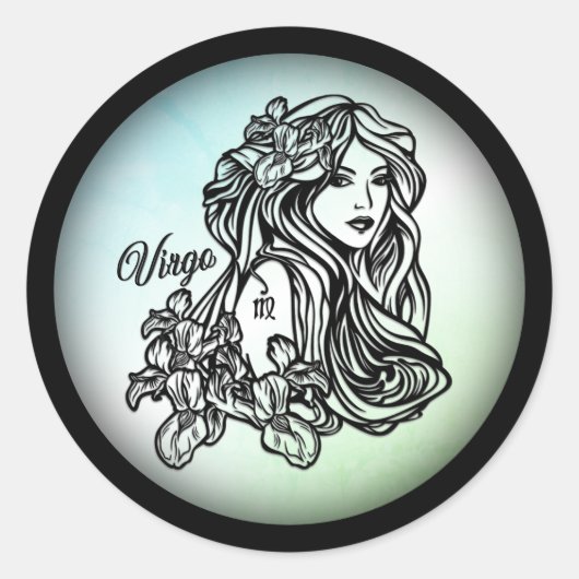 Sticker Rond Virgo La Vierge Zodiac Vert (Devant)