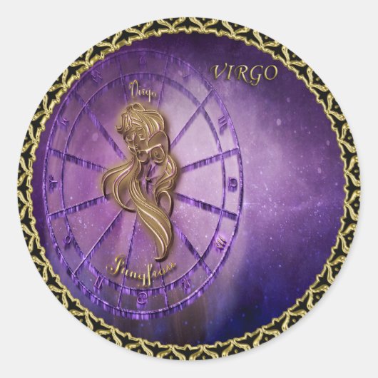 Sticker Rond virgo Zodiac Astrologie design Horoscope (Devant)