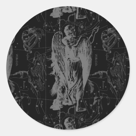 Sticker Rond Virgo Zodiac Constellation Hevelius 1690 (Devant)