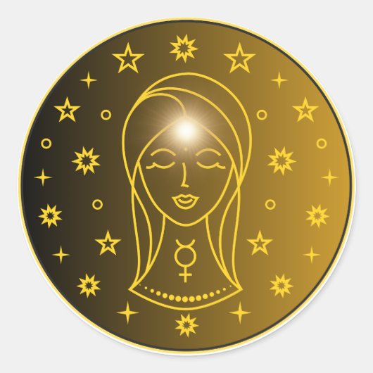 Sticker Rond Virgo Zodiac Emblem | Minimal Celestial Symbol (Devant)