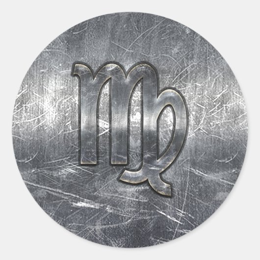 Sticker Rond Virgo Zodiac Sign dans Grunge Distressed Style Dec (Devant)