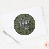 Sticker Rond Virgo Zodiac Sign on Green Digital Camo Style (Enveloppe)