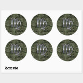 Sticker Rond Virgo Zodiac Sign on Green Digital Camo Style (Feuille)