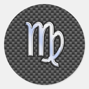 Sticker Rond Virgo Zodiac Signal Charbon Fibres Carbone Impress