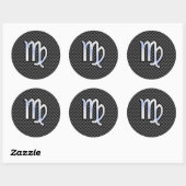 Sticker Rond Virgo Zodiac Signal Charbon Fibres Carbone Impress (Feuille)