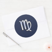 Sticker Rond Virgo Zodiac Silver Sign Blue Carbon Fibre Print (Enveloppe)