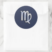 Sticker Rond Virgo Zodiac Silver Sign Blue Carbon Fibre Print (Sac)