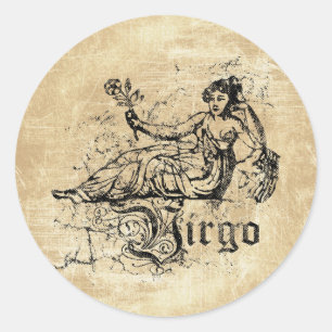 Sticker Rond Virgo Zodiac vintage