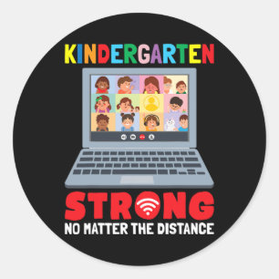 Sticker Rond Virtual Kindergarten Fun 100 jours d'enseignement 
