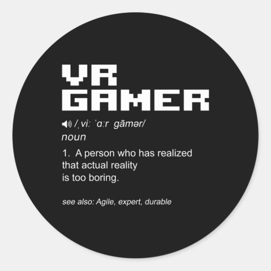 Sticker Rond Virtual Reality Vr Gaming Ordinateur Pc Video Game (Devant)