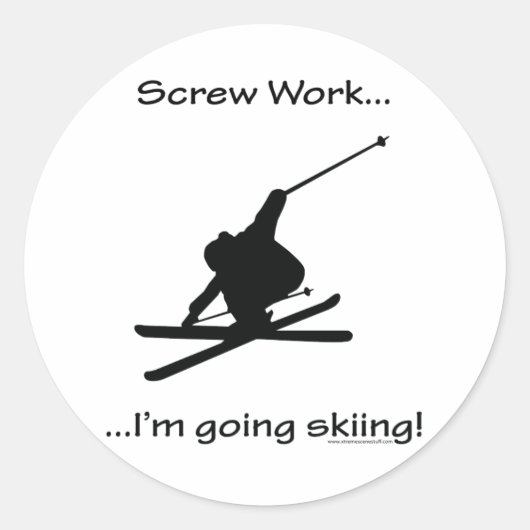 Sticker Rond Vis, je vais skier (Devant)