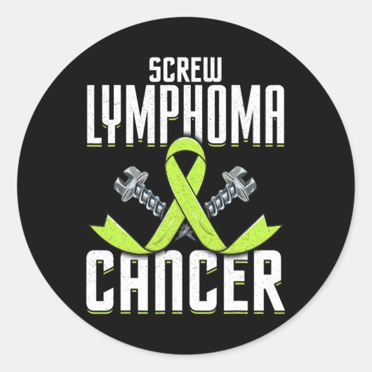 Sticker Rond Vis Lymphome Cancer Lime Sensibilisation Ruban Com (Devant)