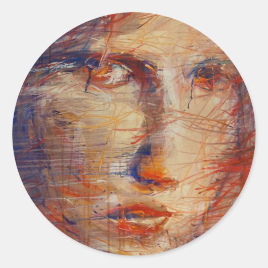 Sticker Rond Visage Abstrait (Devant)