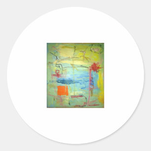 Sticker Rond Visage Abstrait Triste Heureux Heureux Artjunkhaus