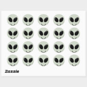Sticker Rond Visage Alien (Feuille)