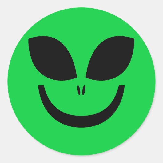 STICKER ROND VISAGE ALIEN VERT (Devant)