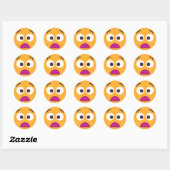 Sticker Rond Visage angoissé Douleurs couleurs éditables Emoji (Feuille)