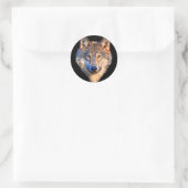 Sticker Rond Visage animal loup. Tête de loup gris effrayant (Sac)