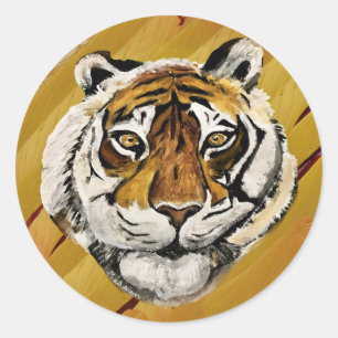 Sticker Rond Visage artistique de la peinture sur tigre