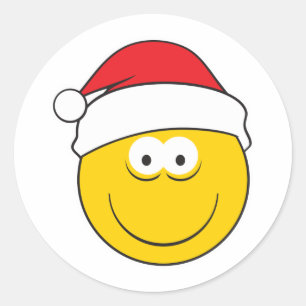 Sticker Rond Visage au Chapeau de Père Noël
