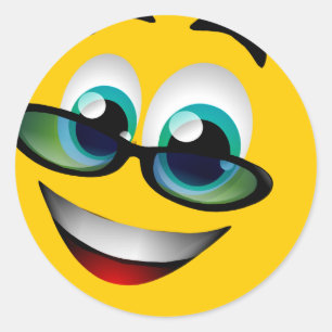 STICKER ROND VISAGE AUX VERRES