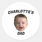 Sticker Rond Visage bébé personnalisé, Nouveau père personnalis (Devant)
