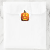 Sticker Rond Visage Citrouille d'Halloween - Joyeux (Sac)