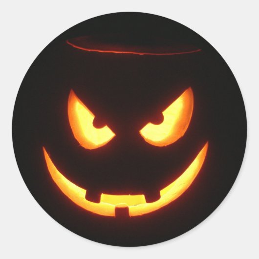 Sticker Rond Visage Citrouille Halloween grinçant mal (Devant)