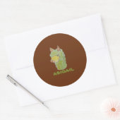Sticker Rond Visage d'alpaca mignon art (Enveloppe)