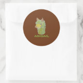 Sticker Rond Visage d'alpaca mignon art (Sac)