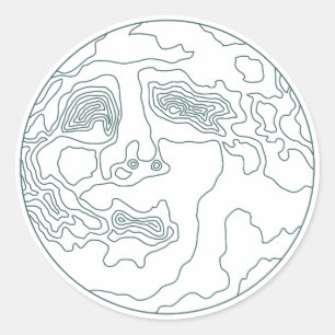 Sticker Rond visage dans la lune