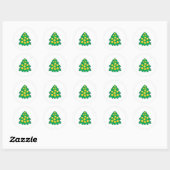 Sticker Rond Visage d'arbre de Noël (Feuille)