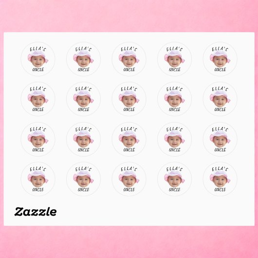 Sticker Rond Visage de bébé personnalisé avec photo et texte po