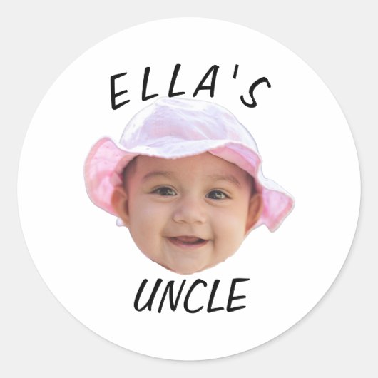 Sticker Rond Visage de bébé personnalisé avec photo et texte po (Devant)