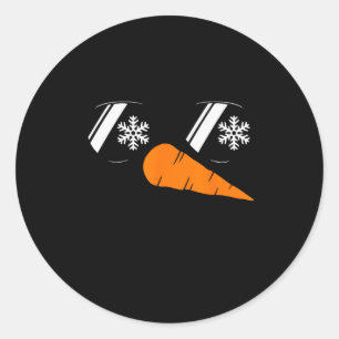 Sticker Rond Visage de bonhomme de neige cool Gles Noël Xmas Co