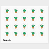Sticker Rond Visage de cactus (Feuille)