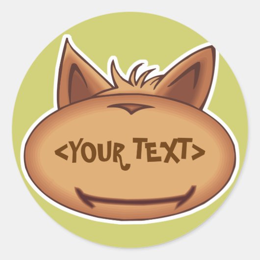 Sticker Rond Visage de chat drôle, <YOUR TEXT> (Devant)