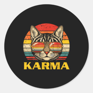 Sticker Rond Visage de Chat Lunettes Karma Drôle Chat Chat Homm