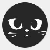 Sticker Rond visage de chat noir (Devant)