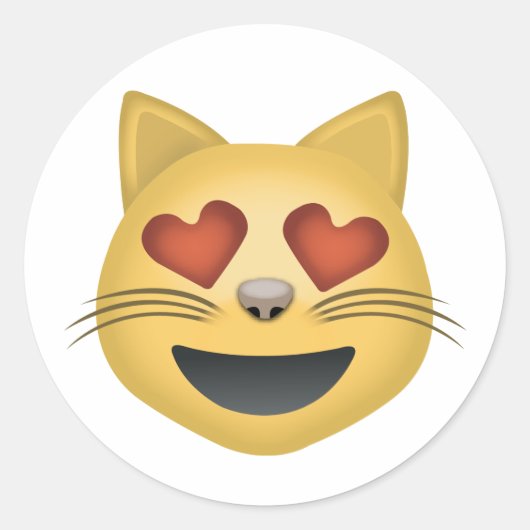 Sticker Rond Visage de chat souriant avec les yeux en forme de (Devant)