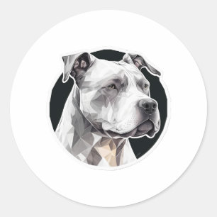 Sticker Rond Visage de chien Pitbull