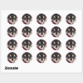 Sticker Rond Visage de Chihuahua noir mignon (Feuille)