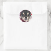 Sticker Rond Visage de Chihuahua noir mignon (Sac)