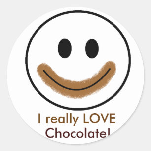 Sticker Rond Visage de chocolat "j'AIME vraiment le chocolat !