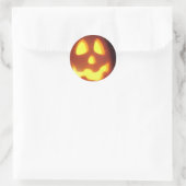 Sticker Rond Visage de citrouille d'Halloween (Sac)