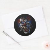 Sticker Rond Visage de clown malin (Enveloppe)